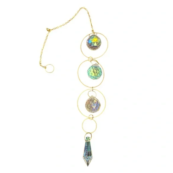 Long Golden Crystal Prism and Charm Suncatchers - Picture 10 of 11
